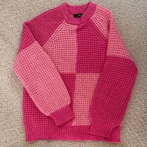 Mango Two-Tone Pink Waffle Knit Sweater